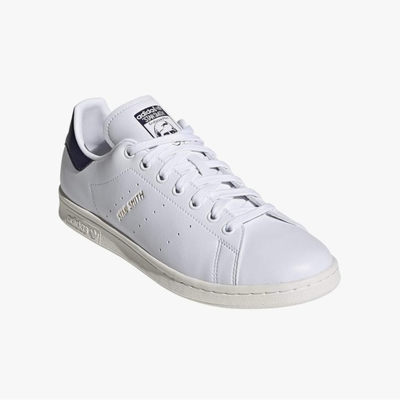 Adidas Stan Smith White and Navy Sneakers M 7.5 - Picture 1 of 9